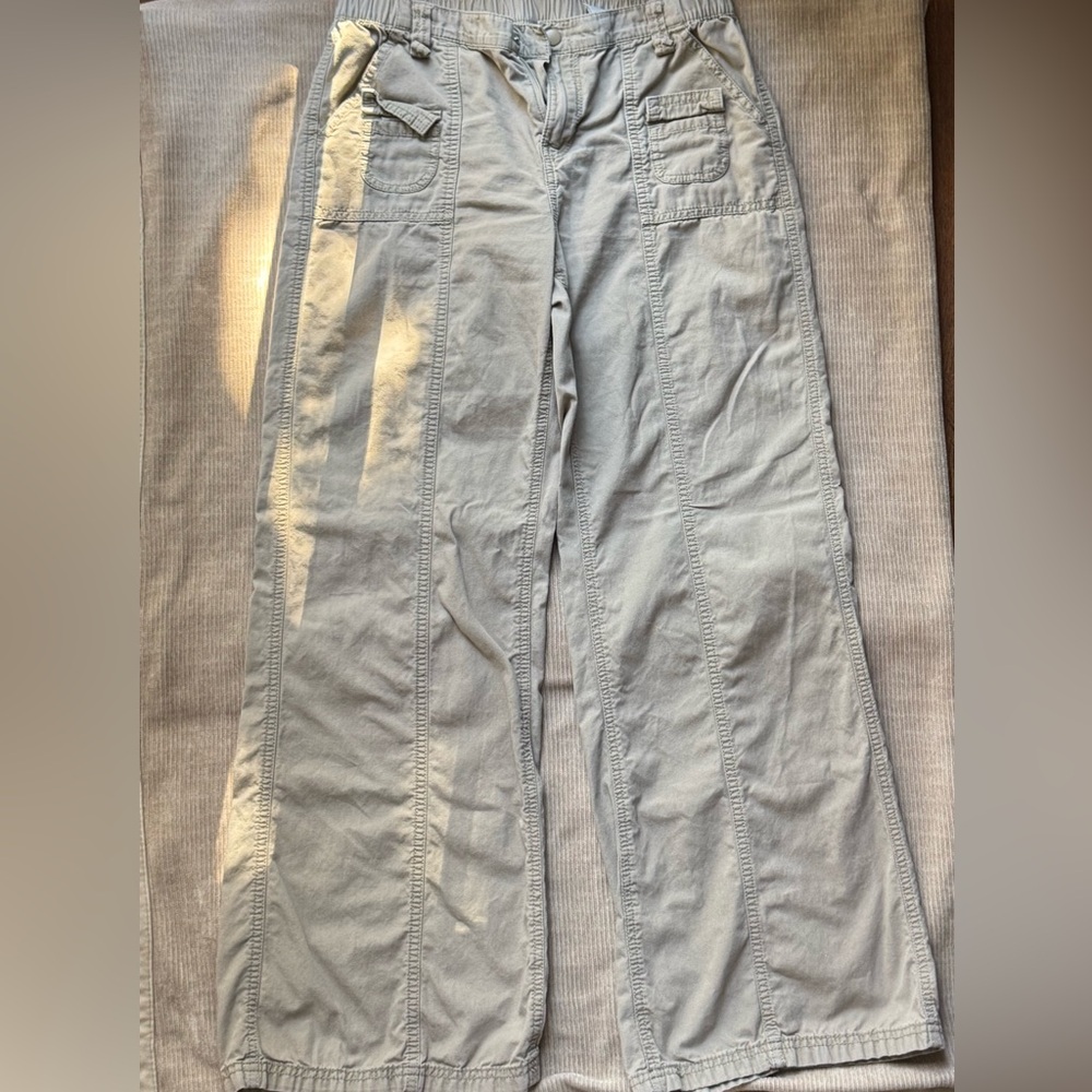 Khaki Stitch-Front Casual Pants